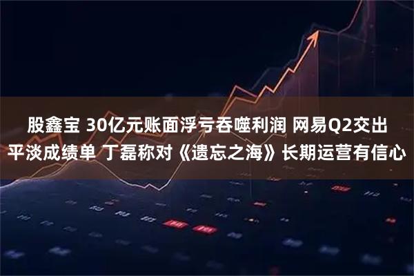 股鑫宝 30亿元账面浮亏吞噬利润 网易Q2交出平淡成绩单 丁磊称对《遗忘之海》长期运营有信心